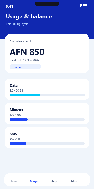 Usage & balance